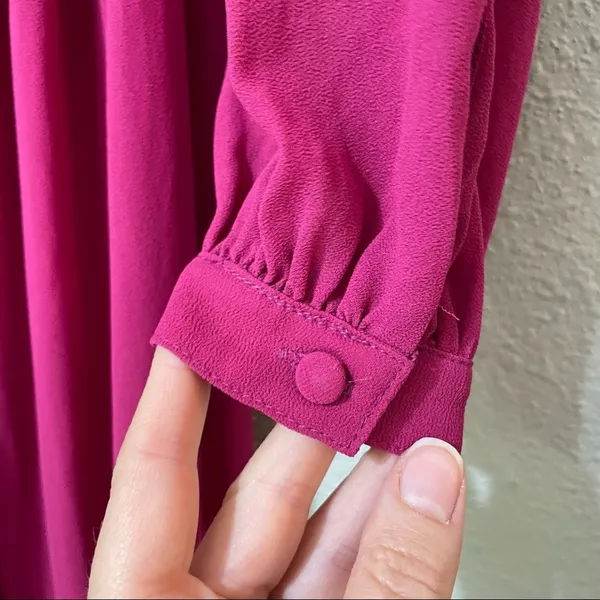 Lulus Pink Magenta Long Sleeve Maxi Formal Bridesmaid Dress Womens XS Faux Wrap - Image 6
