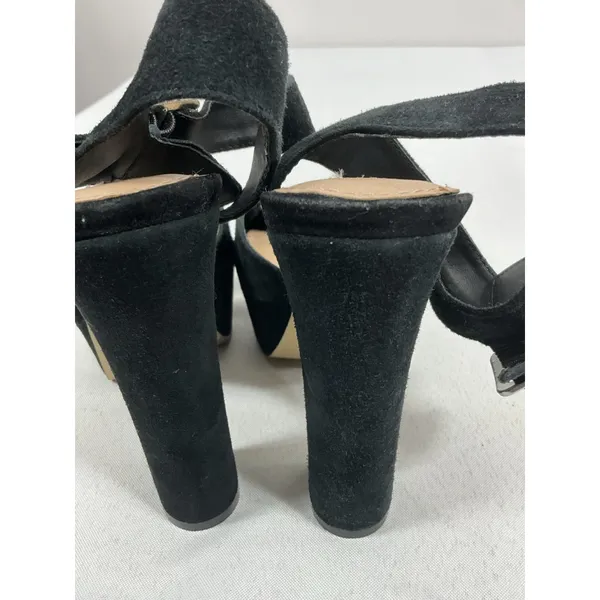 Womans Steve Madden Jillyy Platform Dress Shoes Black 6 M Peeptoe Strappy Heel - Image 5