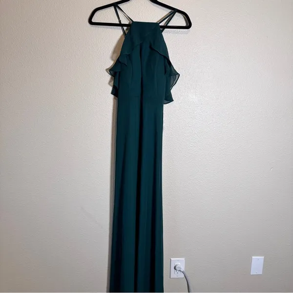 Birdy Grey Emerald Green Jules Chiffon Maxi Dress Womens M Bridesmaid Winter NEW - Image 3