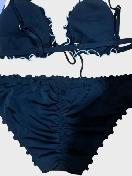 NWT Mixed brands Black Ruffle Triangle Bikini Set Size XL - Image 4