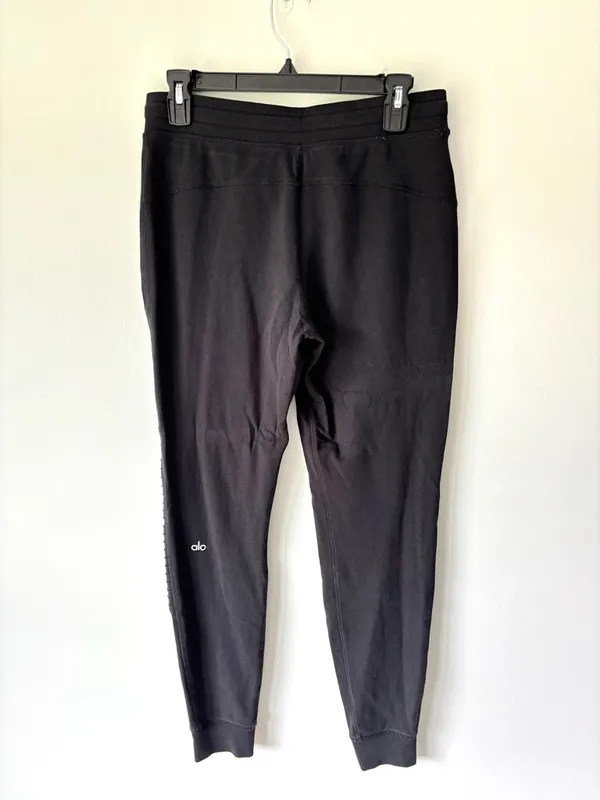 Alo Yoga Black Urban Moto Sweatpants Ribbed Joggers Drawstring Waist Athleisure - Image 8