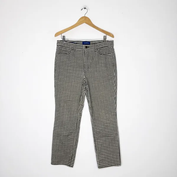 Talbots High-Waist Straight Leg Corduroy Pants Size 12P Black Gingham - Image 6