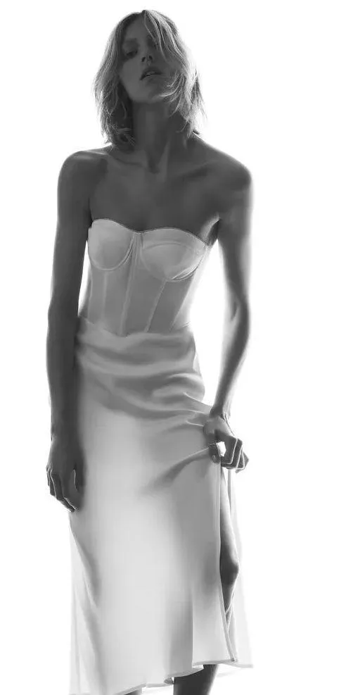 ZARA Dress Midi wedding bridal shower party coctail satin rhinestone - Image 4