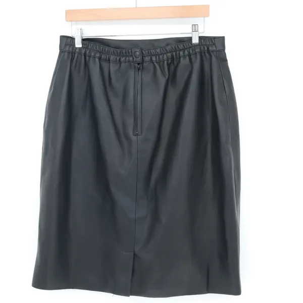 Atlantic Beach Skirt Womens 1X Pencil Black Faux Leather Elastic Back Excellent - Image 3