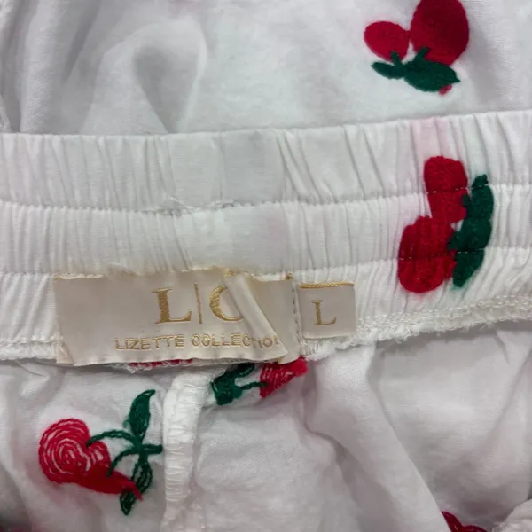 Lizette Collection Cherry Sleepwear Set Long Sleeve w/ Matching Shorts Sz Large - Image 3