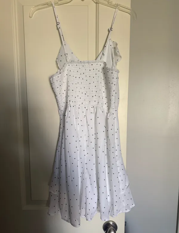 White Polka Dot Dress Size M - Image 2