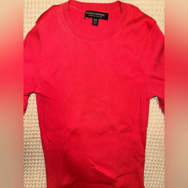 Banana Republic Ribbed Elbow-Sleeve Sweater in Scarlet - Image 6