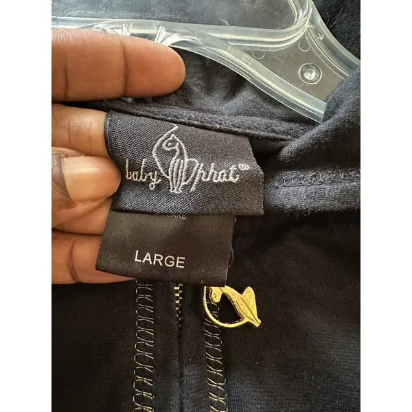 Vintage Baby Phat Y2k Zip Up Hoodie Sz L Black/gold Goth Dark Fairy Lightweight - Image 4