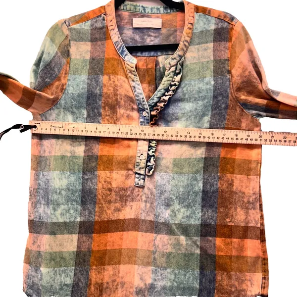 Isabella Sinclair Tunic Top Small‎ Plaid Grunge Popover Orange - Image 11