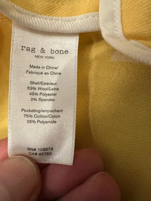 Rag & Bone Bonnie Wool Blend Yellow Blazer Jacket Size 6-Spots - Image 10
