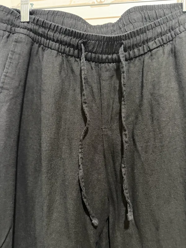 Old navy black High-Waisted Linen-Blend Super Wide-Leg Pants Size medium - Image 3