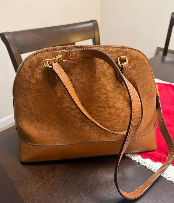 Ralph Lauren Brown Leather Satchel Bag with Shoulder Strap - Image 3