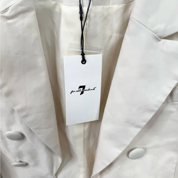 7 For All Mankind Blazer Jacket Size M Ivory Cropped Double-Breasted Lg buttons - Image 9