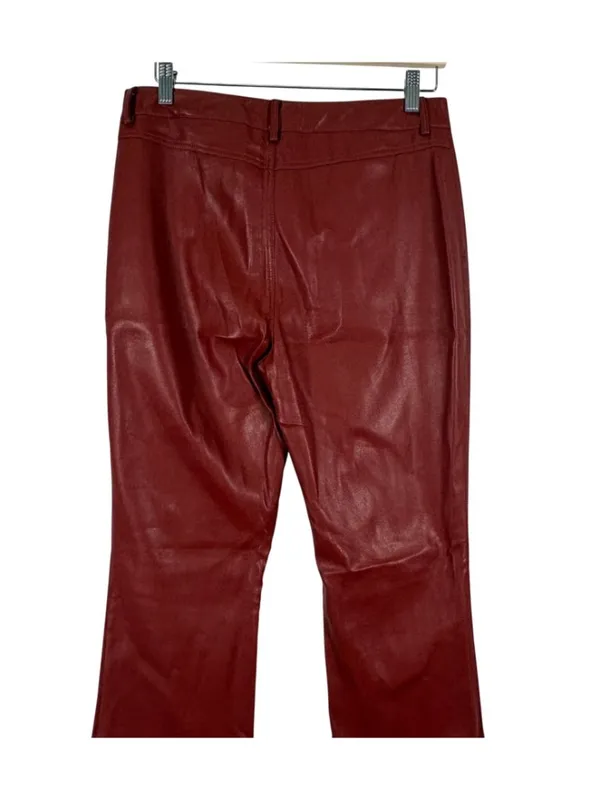 Motel Rocks Faux Leather High Waist Flare Leg Pants Size Large - Image 6