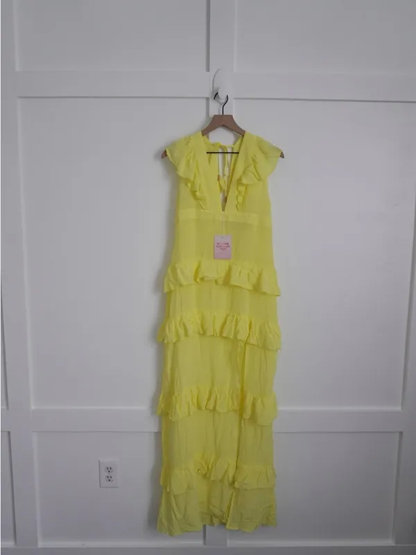Hello Molly Friendship Gardens Ruffle Maxi Dress Yellow - Image 5