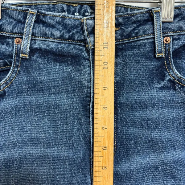 Old Navy Extra High-Rise Sky-Hi Wide Leg Jeans Dark Wash Blue Stretch‎ Size 14 - Image 4