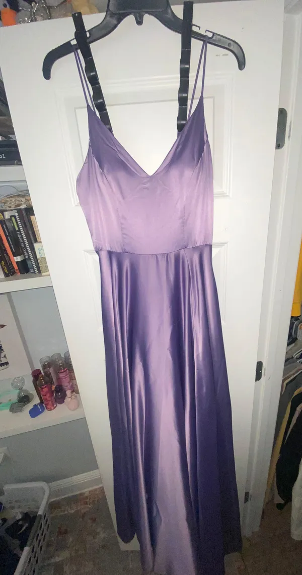 B Darlin Purple Satin Prom Dress - Image 3