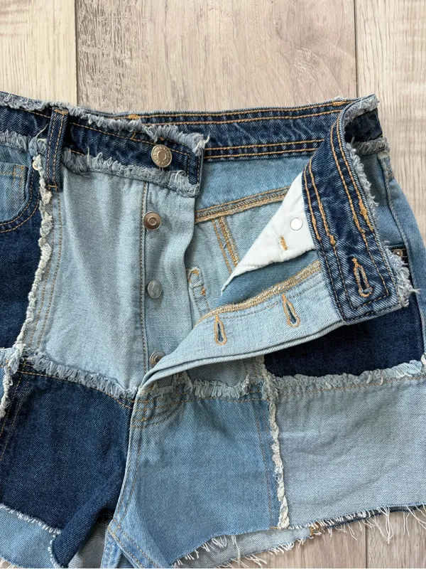 Wild Fable Highest Rise Denim Patchwork Cutoff Jean Shorts size 8 (28/29) - Image 6