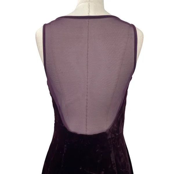 Vintage 90s Scott Mcclintock Beaded Velvet Gown Sheer Low Back Purple 6 - Image 9