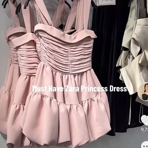 Zara Blush Pink Mini Dress NWT‎ Size XS Bubble Hem Back Zip Preppy Homecoming - Image 14