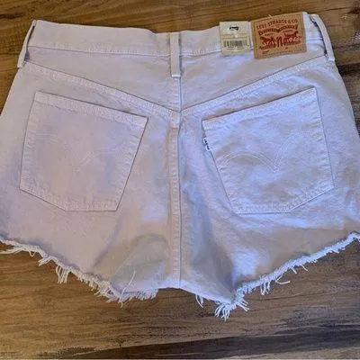 Levis 501 Purple Shorts High Rise Women's Size 32 Button Fly New lavender - Image 2