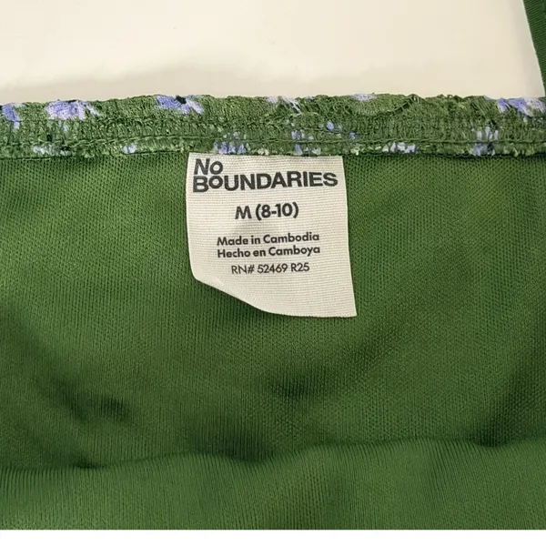 No Boundaries‎ Women Green Purple Floral Lace Camisole Ribbon Crop Top XL 16-18 - Image 4
