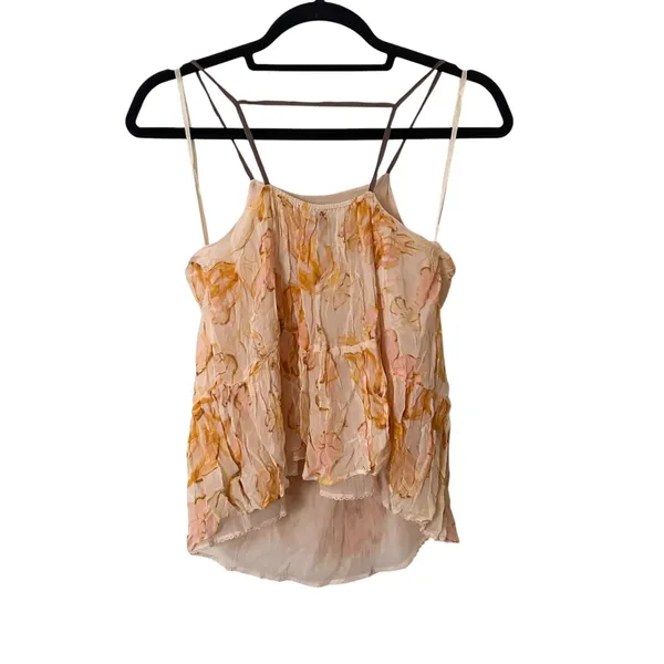ANTHROPOLOGIE HD In Paris Joselyn Chiffon Watercolor‎ Floral Cami Blouse Small - Image 5