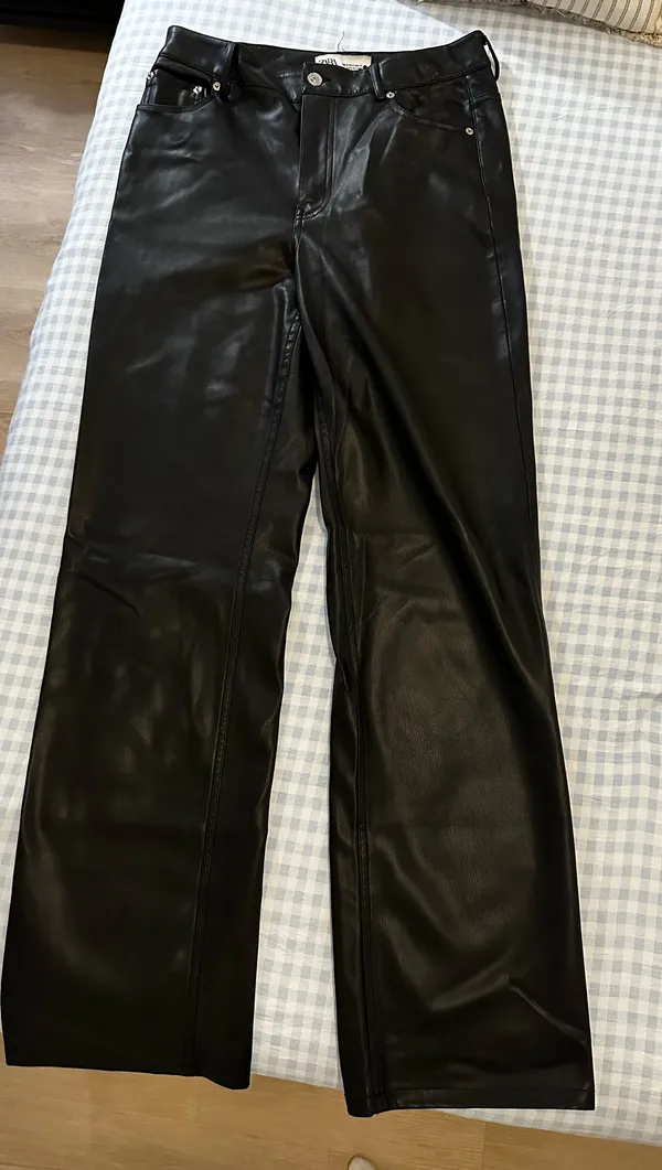 ZARA Leather Wide-Leg Pants - Image 2