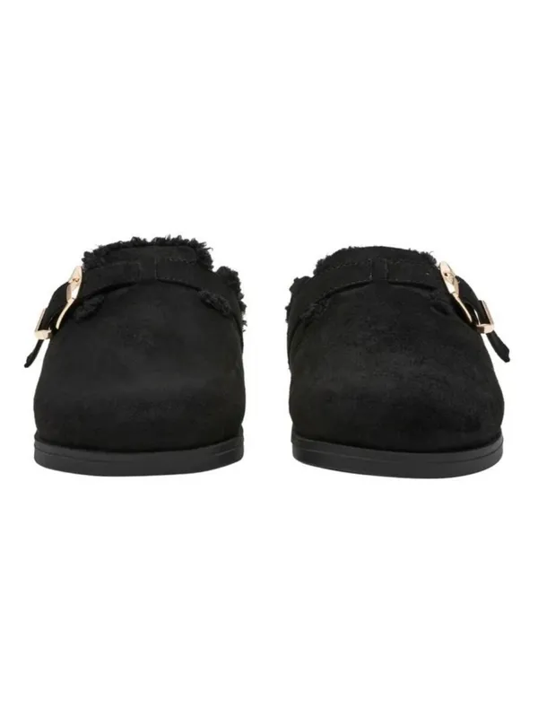 NEW DV Dolce Vita Faux Suede Clog Mule Gold Buckle Black Slide Slippers, Size 9 - Image 14