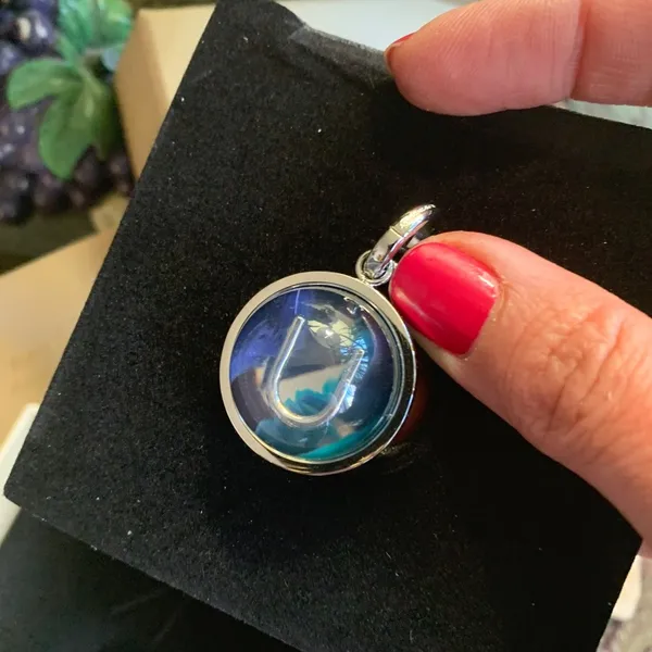 Authentic BURBERRY Silver U crystal ball Key/charm - Image 5
