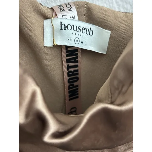 HOUSE OF CB Women Reva Satin Gathered Corset Dress Toffee Size Small $255 NEW - Image 6