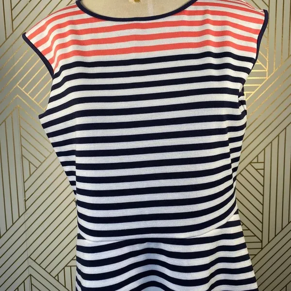 Draper James Stripe Ponte‎ A-Line Dress Navy Coral - Image 5