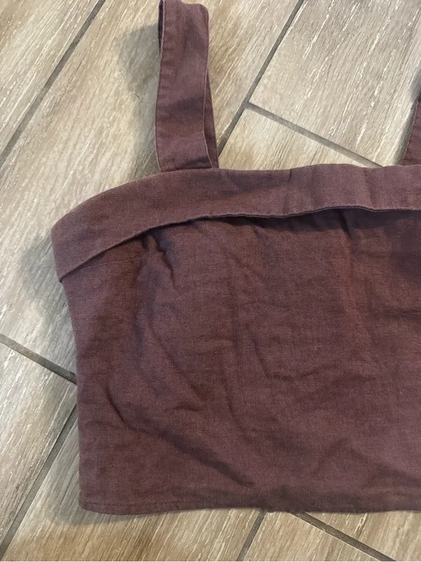 Abercrombie & Fitch Brown Square-Neck Ribbed Crop Tank - Image 2