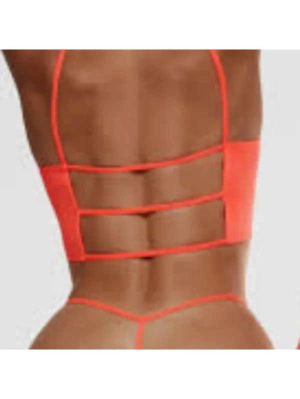 SKIMS Fits Everybody Strappy Back Cami Tank Top Cropped Poppy Neon Orange Medium - Image 3