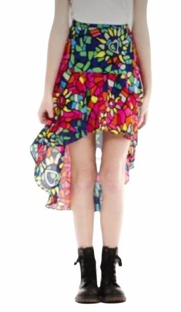 Nanette Lepore L’Amour Faith Multi-Color Mosaic Hi-Low Skirt EUC XS - Image 2