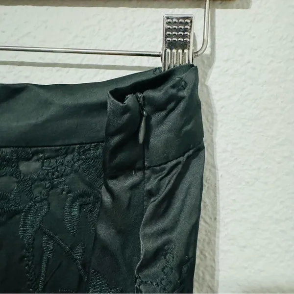 Zara Luxury Green‎ Bohemian Embroidered Satin Effect Wide Leg Lounge Pants Sz L - Image 10