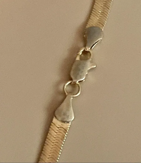 Vintage herringbone gold chain necklace - Image 3