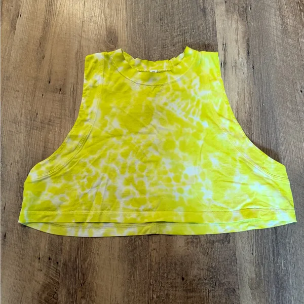 Lululemon All Yours Crop Tank Top Tie Dye 6 Neon Yellow - Image 2
