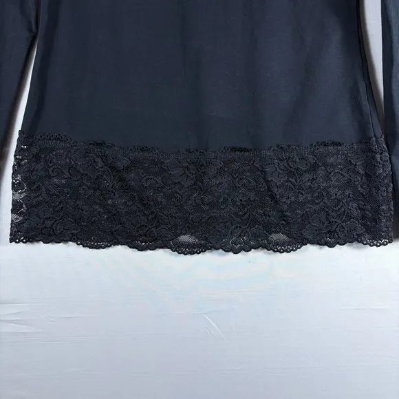 Sundance Womens Black Turtleneck Long Sleeve Lace Hem Stretch Casual‎ PXS - Image 3