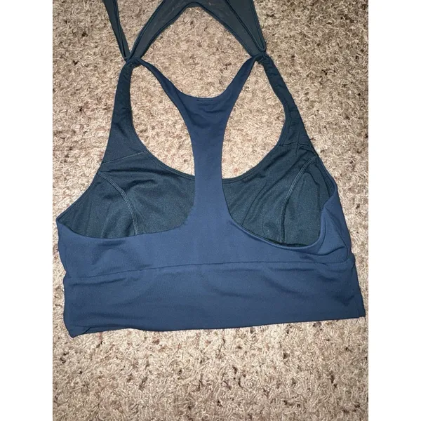 Lululemon Women’s Racerback Tank Built-In Bra Scoop Neck Stretch Blue/Green Med - Image 7