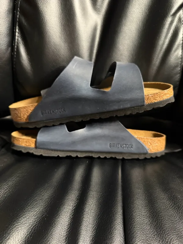 New with Box Birkenstock Arizona Blue Leather Soft Footbed 1013644 Regular - Image 2