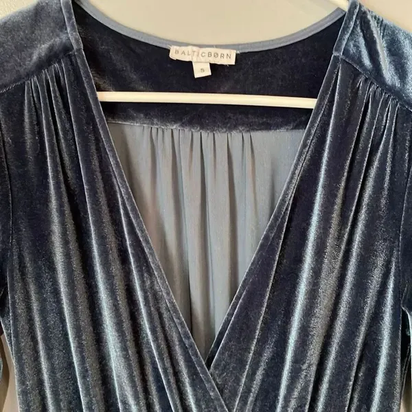 Baltic Born Sofia Velvet Slate Blue half sleeve maxi dress Small #784 - Image 5