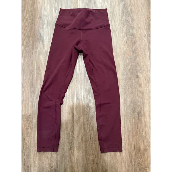 Lululemon Burgundy High Rise Leggings Womens Size 6 Maroon‎ Yoga Pants 3599 - Image 3