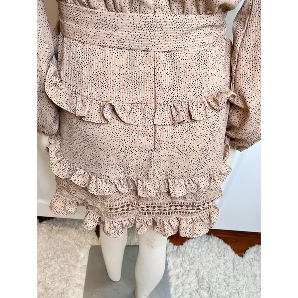 Lulu’s Kiss Me Goodnight Tan Polka Dot Ruffled Long Sleeve Mini Dress - Image 12