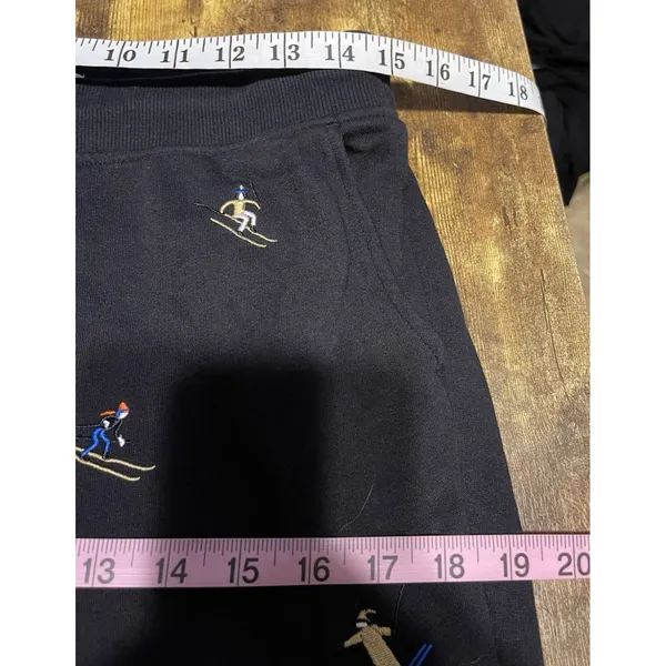 Lou & Grey LOFT Womens Black Embroidered Skier Ski Sweatpants Small Cozy Winter - Image 12