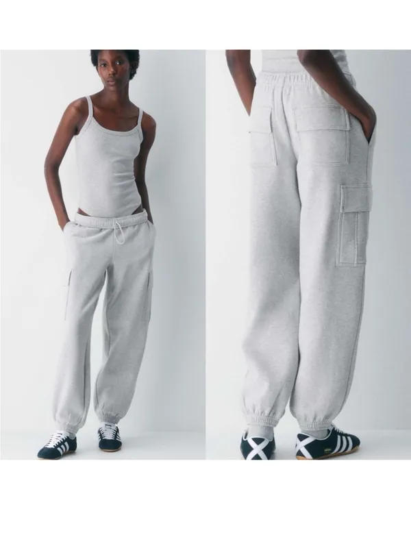 Aritzia TNA Sweatfleece Cozy Fleece‎ Mega Fit Cargo Pants Black Women’s XL - Image 2