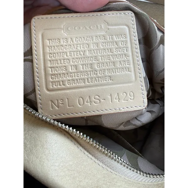 Vintage Coach Tote Bag Women Beige Pebbled Leather Adjustable Shoulder Strap - Image 7