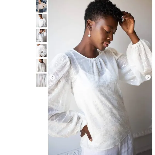 Eva Franco Sheer Sequined Blouse White - Image 4