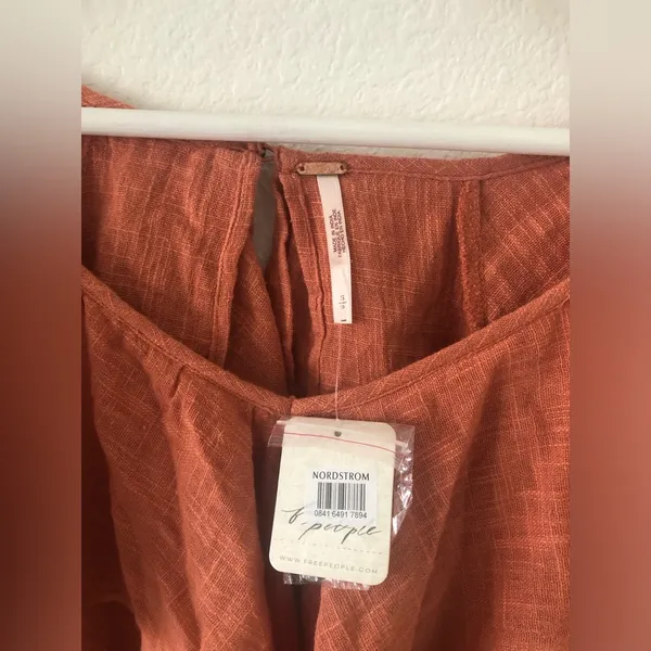 NWT Free People Zuri Ruffle Cropped Blouse Ginger Spice Small MSRP$68 - Image 5
