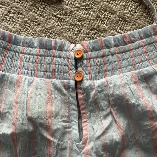 Maeve by Anthropologie Gauzy Tiered Dress Cover Up Light Blue Pink Stripe‎ XS - Image 10